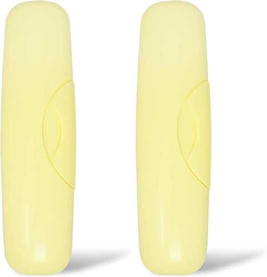 RADIUS Toothbrush Travel Case for Big Brush/Original/Scuba Brushes, BPA-Free Recycled Plastic, Portable for Bathroom, School, Home, Camping - Lemon Yellow (Pack of 2)