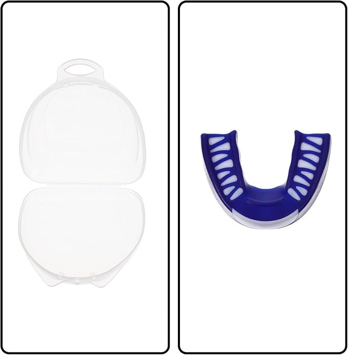 Sports Mouth Guard Teeth Protector with Case, Blue Portable Boxing Soccer Taekwondo Athletic Mouthpiece for Adults and Youth, Impact Resistant for Football and Martial Arts