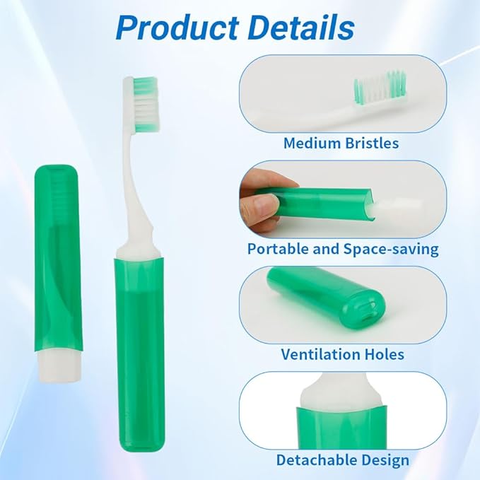 Travel Toothbrush 5PCS Mini Toothbrushes Travel Toothbrush Set Portable Travels Size Toothbrushes Folding Traveling Tooth Brush with Case Individually Wrapped Small Tooth Brush for Home Camping Hiking