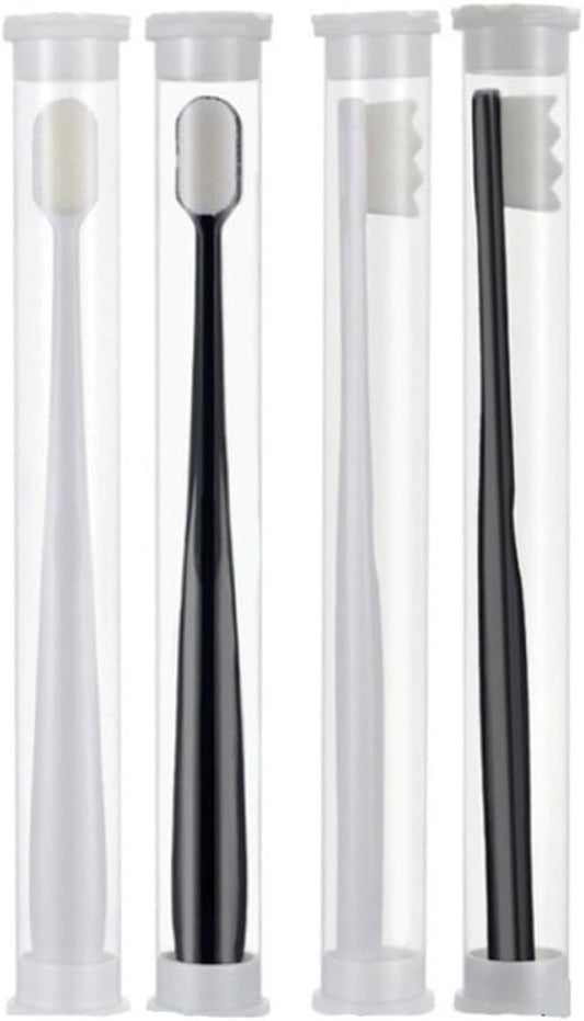 Vaguelly Soft Micro-Nano Toothbrushes 4Pcs Set with Flat and Wave Heads, Ultra Soft Bristles Oral Cleaning Brush for Adults and Maternal Care, Household Portable Oral Care Tool for