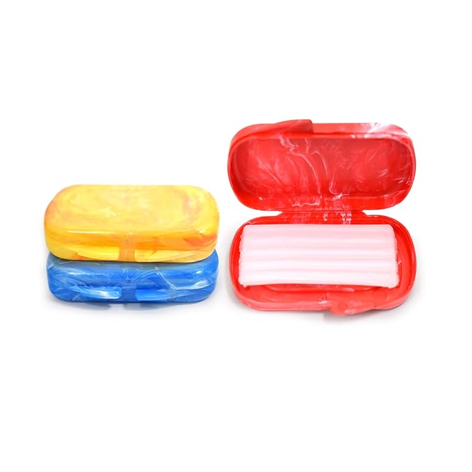 Orthodontic Dental Wax for Braces – Premium Braces Wax in Designer Marble Cases, Tooth Wax for Braces, Clear & Unscented, 3-Pack Assorted Colors