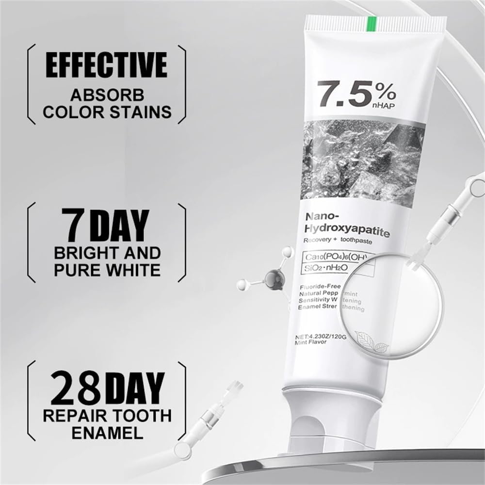 Hydroxyapatite Toothpaste for Advanced Enamel Protection, Fluoride-Free Nano Hydroxyapatite Toothpaste, Gentle and Effective Formula, Fresh Breath, Suitable for Sensitive Teeth 2 Pack
