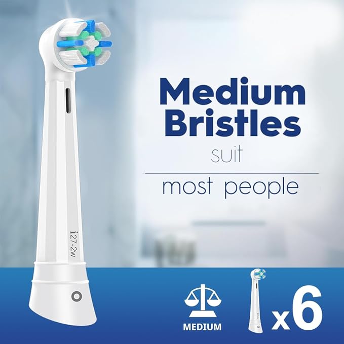 IO Replacement Heads Compatible with Oral B iO 2/3/4/5/6/7/8/9/10 Series Electric Toothbrush, Brush Heads with Medium Bristles Compatible with Oral B iO for Gentle Dental Care (6 White)