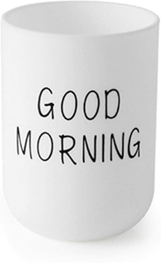Tumbler Cup Good Morning Cup Toothbrush Holder Toothbrush Cup for Holding Normal Toothbrushes 330ml Lightweight Nice for Home and Travel (White)
