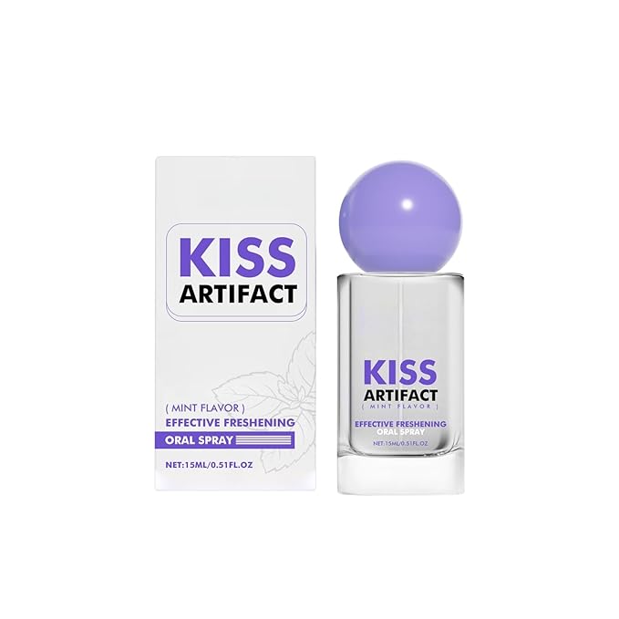 KISS ARTIFACT Mint Flavor Oral Spray, Effective Freshening Breath Spray with Vitamin B1 and Peppermint Extract, 15ml/0.51 fl oz