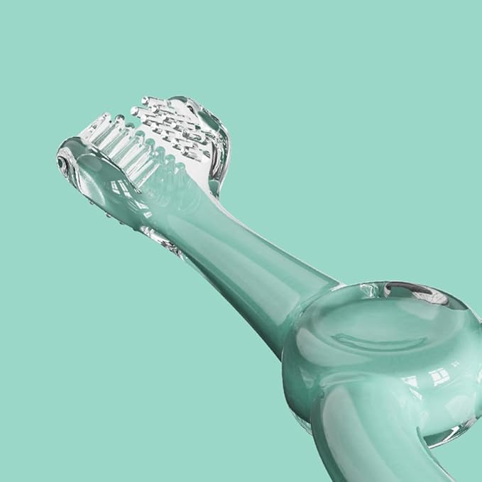 Silicone Toothbrush, 3D Triple-Sided Soft Bristles, Toothbrush for Oral Cleaning and Training, Light Blue, Suitable for Dental Care