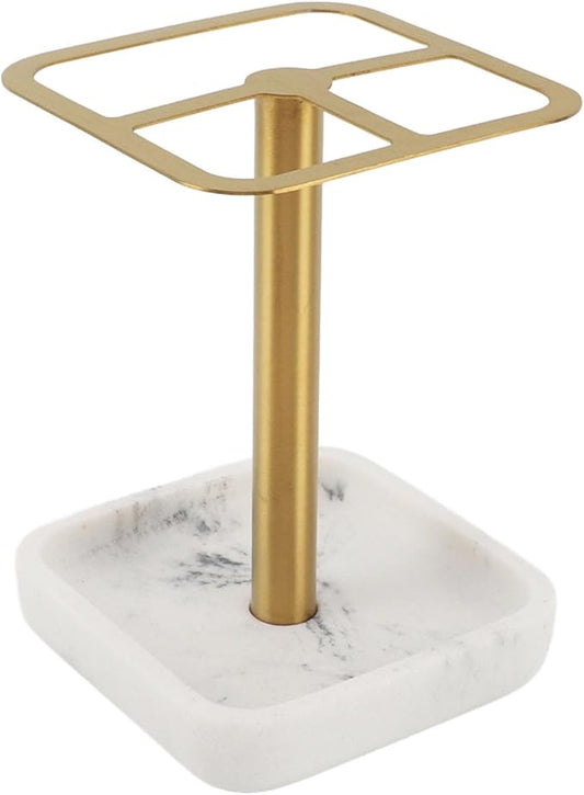 304 Stainless Steel Toothbrush Holder, Bathroom Toothpaste Storage Stand, Rustproof Metal Toothbrush Organizer Stand, 3 Slots Space Saving Toothpaste Organizer for Bathroom(Gold)