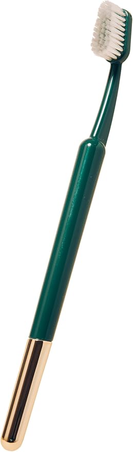 TRASK The Better Brush - Luxury Soft Bristle Dentist Designed Manual Toothbrush for Adults, English Hedge with Gold