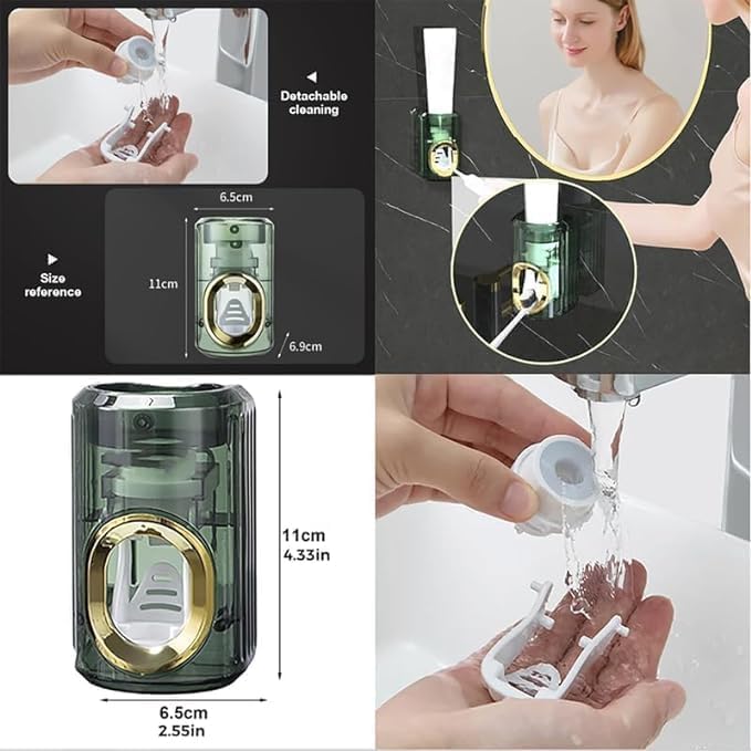 Light Luxury Toothpaste Squeezer, Automatic Toothpaste Squeezer, Toothpaste Dispenser, Household Wall Mounted Non-Punching Squeezer Toothbrush Holder Saves Toothpaste for Home (Color 01)