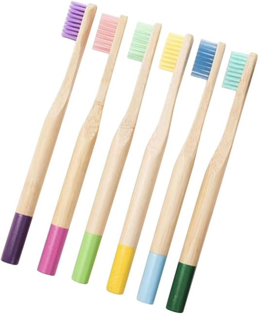 CIYODO 6PCS Colorful Handle Soft Bristle Toothbrushes for Ergonomic Anti-Slip Grip Natural Toothbrush