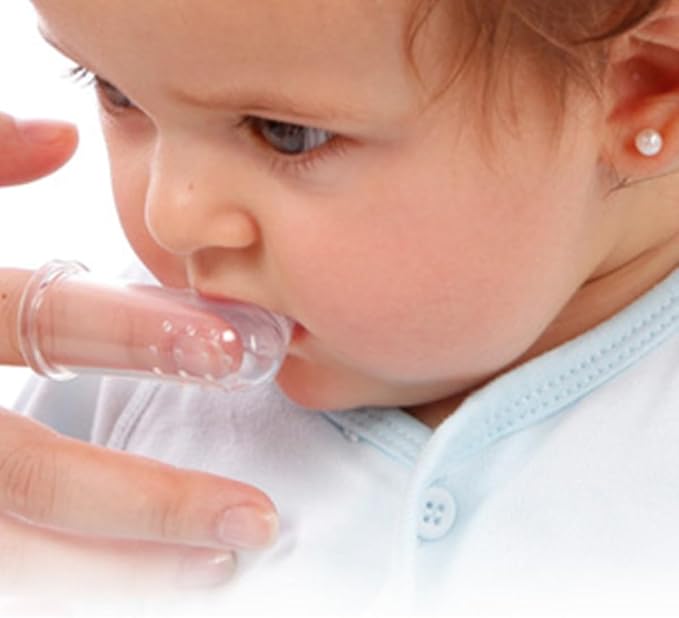 Finger Toothbrush 10Pcs Set, Soft Silicone Teething Brush with Case, Oral Massager for Newborns and Babies’ Teeth Cleaning