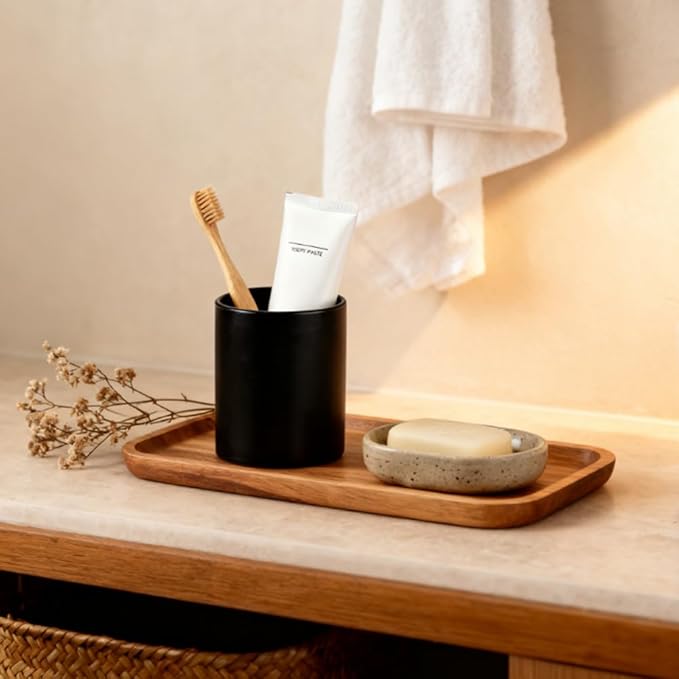 Toothbrush Holders Ceramic Toothbrush Holders for Bathrooms Reusable Black Toothbrush Holder Handmade Reactive Glaze Stonewre Makeup Brush Holder, Pen Holder for Home Desktop Storage