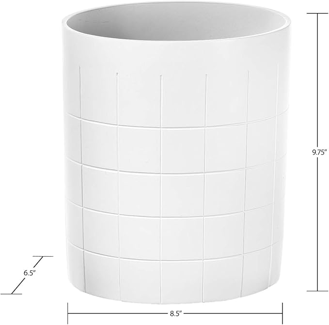 Creative Scents Polar White Bathroom Accessories Set with Trash Can - 6 Piece Bathroom Set Features: Waste Basket, Tissue Cover, Soap Dispenser, Toothbrush Holder, Tumbler and Soap Dish