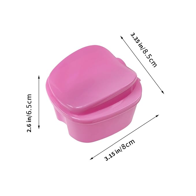 2pcs Denture Bath Retainer Case, Dentaure Cups for Soaking Dentures with Strainer Basket Tray,Compact and Pportable Design, Suitable for Traveling (Light Blue+Purple)