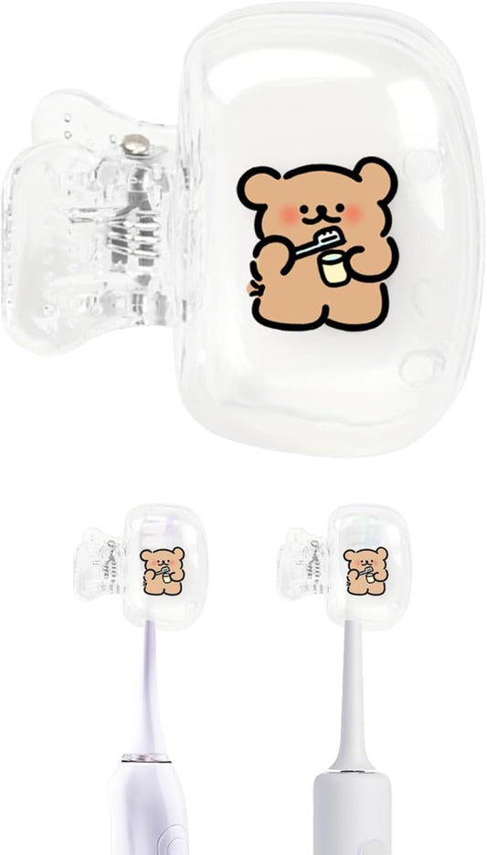 Upgrade Travel Toothbrush Head Covers Toothbrush Protector Cap Brush Pod Case Protective Portable Plastic Clip for Household Travel, Bathroom, School, Camping, Business (D, 2 Pack)