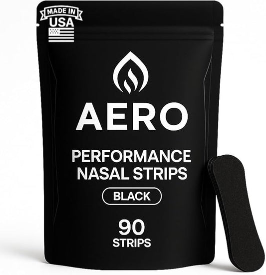 Performance Nasal Strips for Breathing (90 Count) - Oil & Sweat Proof Adhesive - Athletic Nasal Strips for Snoring & Sleeping - Black, Wide Body, Universal Fit, Extra Strength