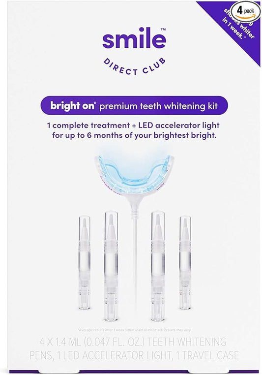 SmileDirectClub Teeth Whitening Kit with LED Light - 4 Pack Gel Pens - Professional Strength Hydrogen Peroxide