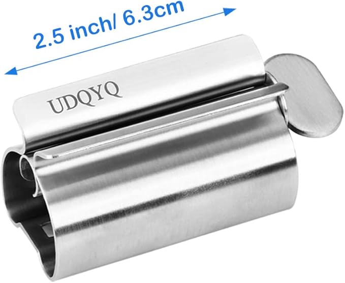 Toothpaste Squeezer - Metal Tube Squeezer Stainless Steel Tube Wringer UDQYQ Toothpaste seat Holder Stand (Silver)