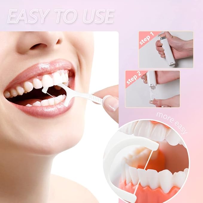 Portable Floss Dispenser with 100 Pcs Dental Floss, Dental Floss Dispenser Dental Floss Picks Case,Portable Automatic Floss Dispenser Floss Organizer Travel Floss Case (100PCS-Flossers)