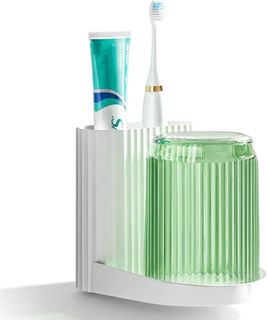 Toothbrush and Toothpaste Holder, Toothbrush Organizer Set with Ventilation, Dust Proof Holder for Bathroom Storage