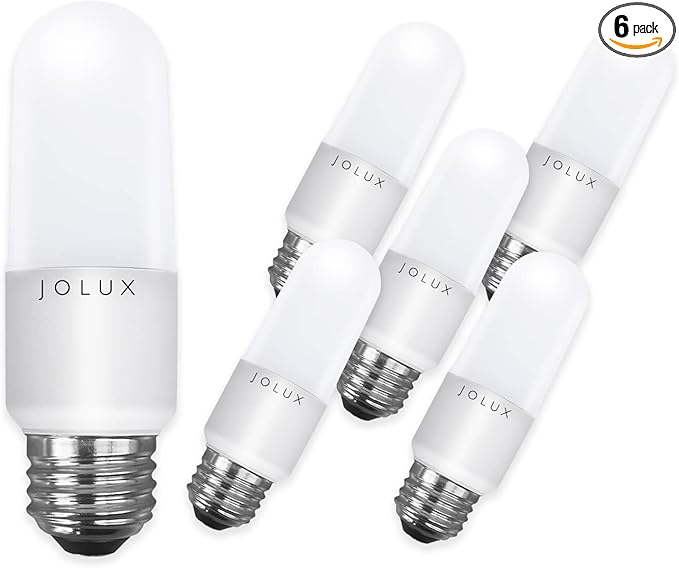 Jolux LED Stick Light Bulbs, Enclosed Fixture Rated,60W Equivalent, 5000K Daylight, 800 Lumen,Medium Screw Base E26 led Bulbs,Non-Dimmable,6 Count (Pack of 1)…