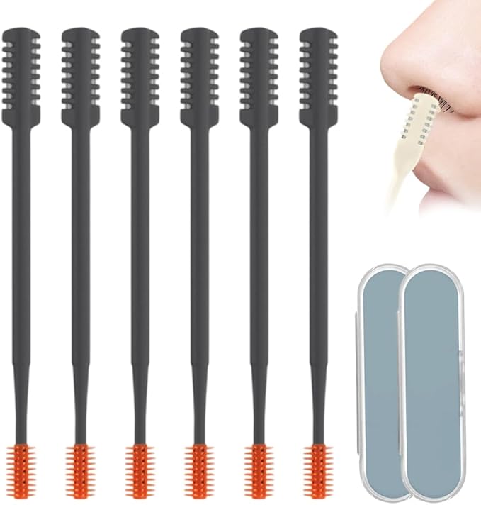 Nasal Hair Cutter, 2026 Upgraded Double Sided Portable Nose Hair Trimmer for Women Men, Travel Essentials Washable Nose Hair Remover Grooming Tool (Gray, 6 Pcs)