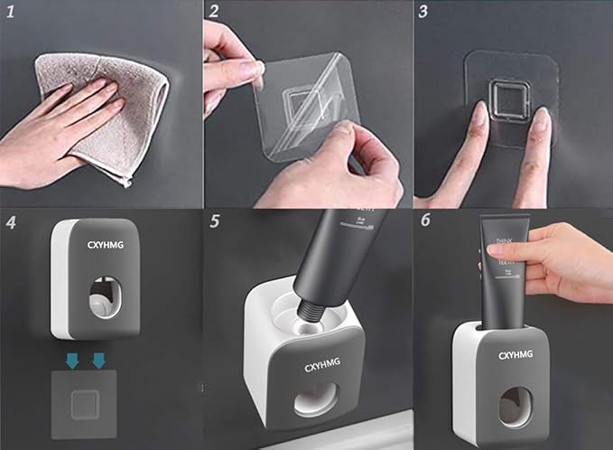Automatic Toothpaste Dispenser for Kids, Toothpaste Squeezer for Kids & Family Shower Decor, is Wall Mounted Bathroom Accessories Organizer. (Grey+Black, TD27)