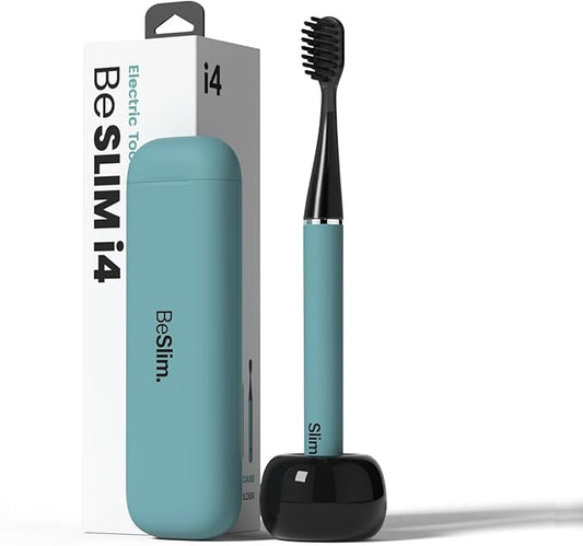 MIPOW Slim Pro i4 Electric Toothbrush Rechargeable Smart Ultra Sonic 3 Modes Magnetic Travel Case &Ceramic Dock, 60Day Long Battery Soft Bristles 2Heads IPX7 Waterproof,Color-(Blue)