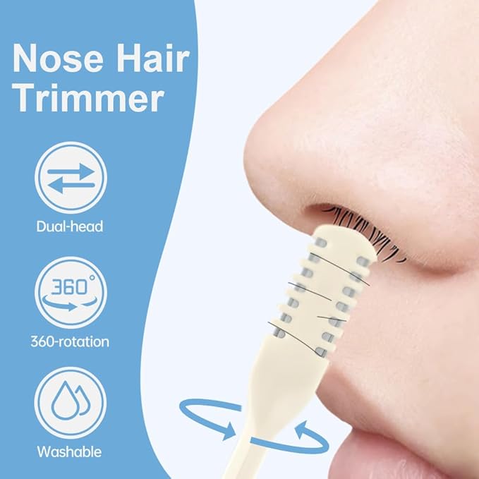 Nasal Hair Cutter, 2026 Upgraded Double Sided Portable Nose Hair Trimmer for Women Men, Travel Essentials Washable Nose Hair Remover Grooming Tool (Multicolor, 3 Pcs)