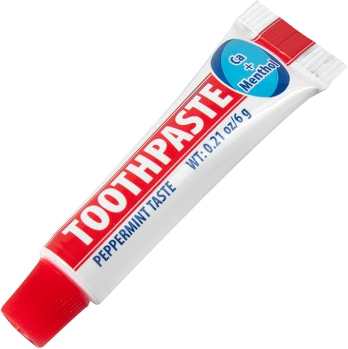 100 Pack 0.21 oz Peppermint Toothpaste for Hospitality, Hotel, Travel,Charity Homless Donation (100 Tubes 0.21 Ounces Each)