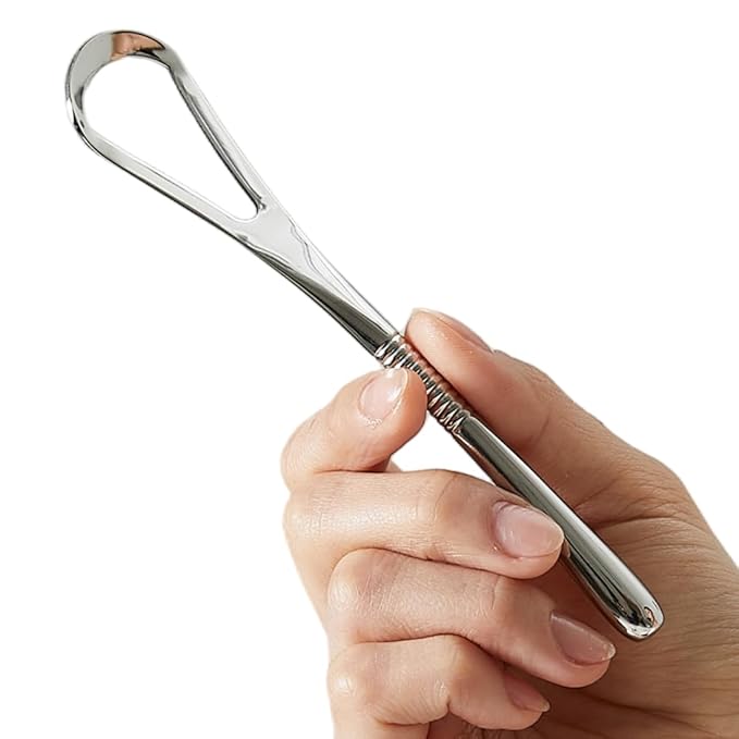 IBANCOOL Tongue Scraper – 316L Stainless Steel Tongue Cleaner with Ergonomic Design to Minimize Gag Reflex, Deep Cleaning Tool, Made in Korea (Basic type for Teens)
