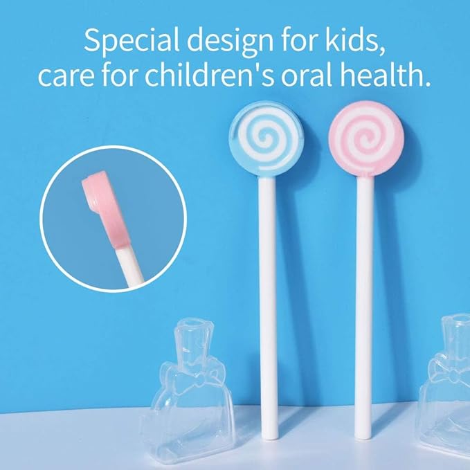 Y-Kelin Kids Tongue Scraper or Cleaner Set-Tongue Cleaner Tongue Brush with Smiley Cover, Multi-color Lollipop Shape Soft Silicone Tongue Brush for Kids, Reduce Bad Breath (4 PACK)
