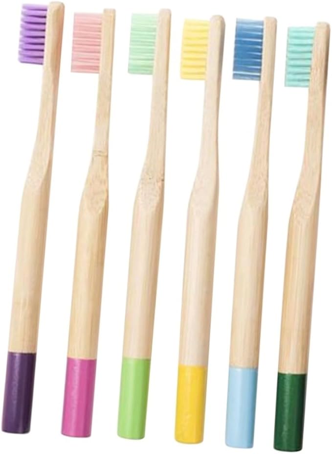 Homoyoyo 6PCS Toothbrush with Colorful Ergonomic Handles Soft Bristles for Gentle Oral Hygiene Environmentally Friendly Toothbrushes