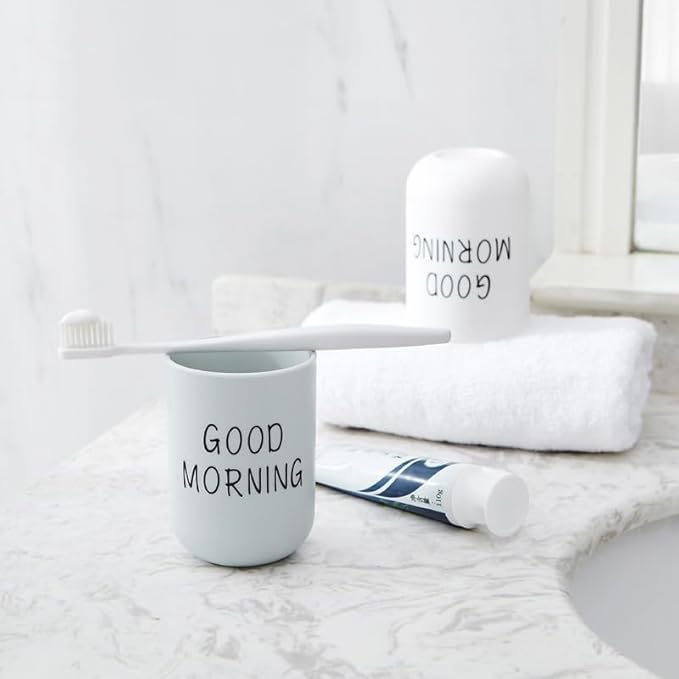 Toothbrush Cup 2Pcs, Bathroom Toothbrush Holder, Storage Cup 300ml, Drinking Cup, Reusable (Gray + White)