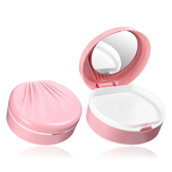 Retainer Case With Mirror Aligner Case Mouth Guard Holder Durable Hygienic Dental Storage Container with Cleaning Brush for Travel Carrying Protecting Braces Partial Dentures