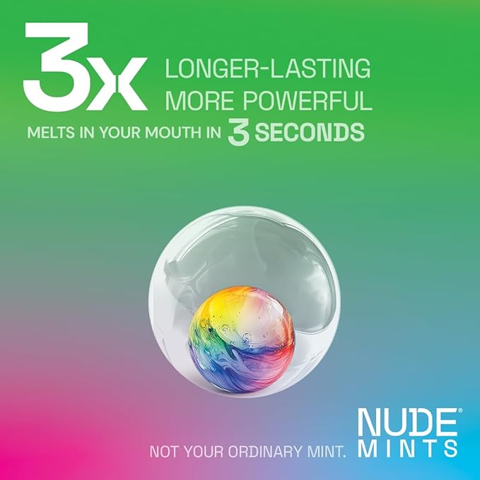 NUDE MINTS | Dual Action Liquid Capsules | Mouth Watering Mint - Lasts 3X Longer - 3X Stronger - Extreme Bad Breath Treatment For Adults - Sugar Free, 0 Calorie - All Flavors - 10 Pack - 300 Capsules