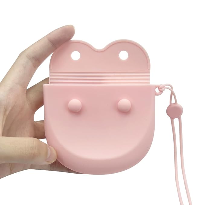 1PC Silicone Retainer Case with Lanyard, Cute Vent Holes Denture Box, Mouth Guard Case Travel Holder for Girls, Women, Men (Pink with Lanyard)