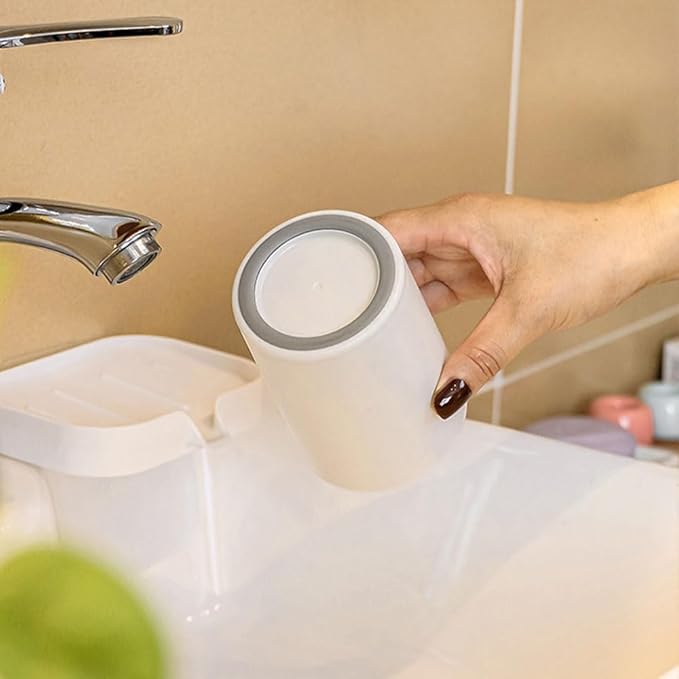 Non-Slip Bottom Couple Toothbrush Cup, Simple Bathroom Holder, Unbreakable Reusable Exquisite Toothbrush Holder (White&Grey)