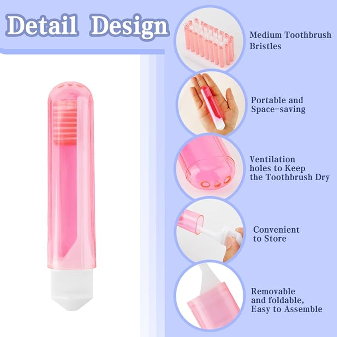 Travel Toothbrush 3Pcs Travel Toothbrush Set Mini Toothbrushes Soft Portable Toothbrushes Travels with Tooth Brush Cover Small Folding Toothbrush Individually Wrapped for Travels Home Black Green Pink