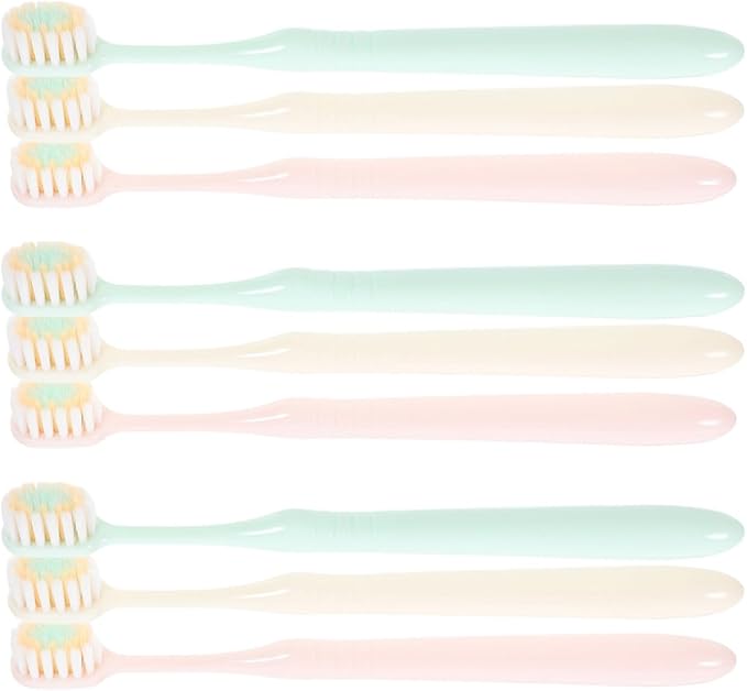 VILLCASE Soft Bristle Toothbrushes for Adults 9pcs, Wide Head Soft Toothbrushes, Gentle Gum Care Household and Camping Use