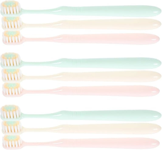 VILLCASE Soft Bristle Toothbrushes for Adults 9pcs, Wide Head Soft Toothbrushes, Gentle Gum Care Household and Camping Use