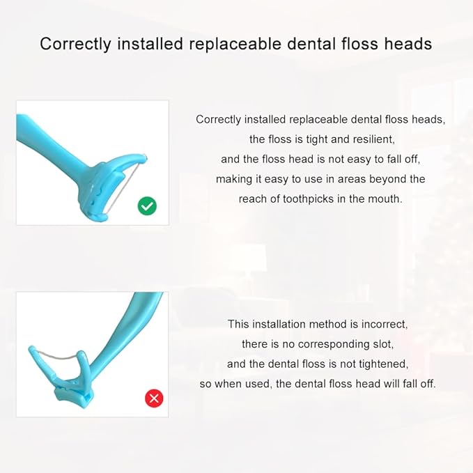 1 Piece Reusable Dental Floss Holder Handle +100 Pieces Replacement Floss Heads Teeth Stick Toothpicks Floss to Clean Between The Tooth