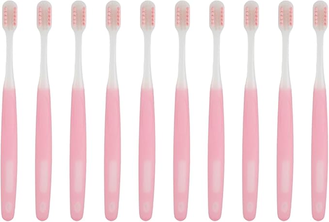 Semme Interdental Tooth Brush Cleaning Kit 10 Pcs Soft Rubber Handle Care Tools for Braces Wearers and Oral Health Pink