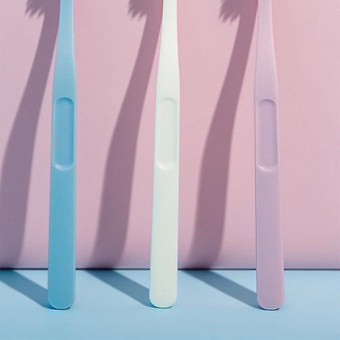 9 Pcs Adult Hard Hair Nylon Toothbrushes with Curved Handles for Teeth Cleaning Oral Care Tools in Pink Sky-Blue and Beige Colors