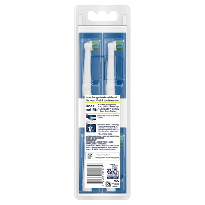 Oral-B Floss Action Replacement Brush Heads for an Oral-B Electric Toothbrush, Pack of 4