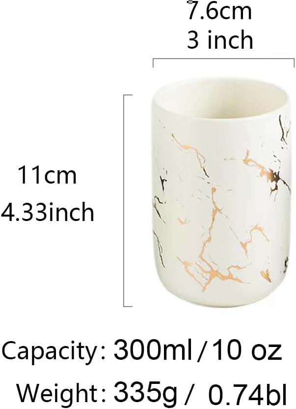 Ceramic Toothbrush Holder, Nordic Toothbrush Cup, Simple Stone Mug. (White)