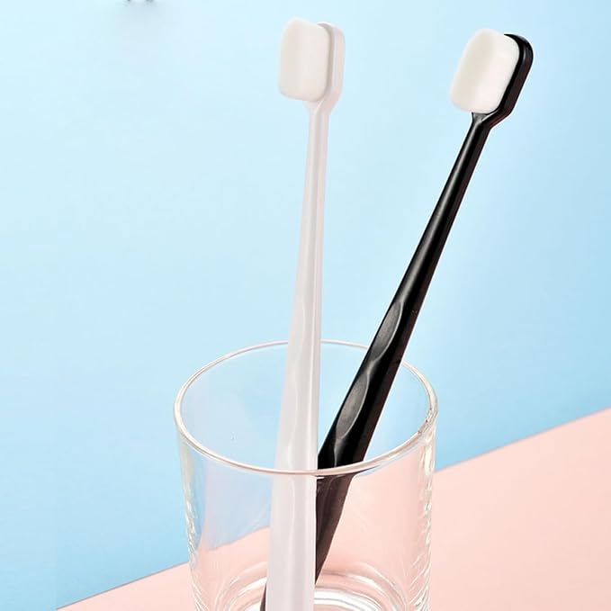 Vaguelly Soft Micro-Nano Toothbrushes 4Pcs Set with Flat and Wave Heads, Ultra Soft Bristles Oral Cleaning Brush for Adults and Maternal Care, Household Portable Oral Care Tool for