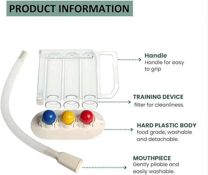 Wonder Care Deep Breathing Lung Exerciser | Incentive Spirometer | Washable & Hygienic | Non Measuring | with Handle