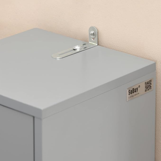 SoBuy Bathroom Narrow Storage Cabinet Skinny Tall Unit with Adjustable Shelves Slender Anti-Tipping Floor Standing Cupboard, Gray BZR34-HG