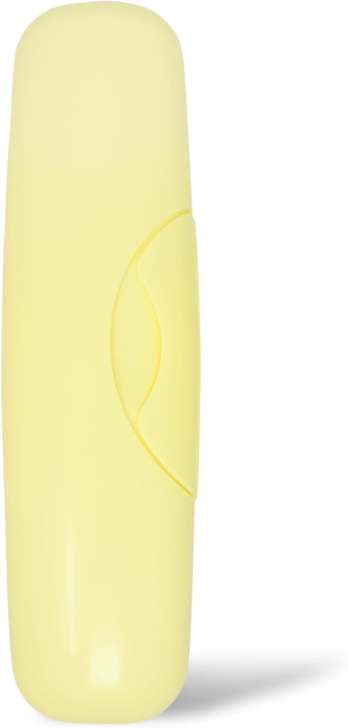 RADIUS Toothbrush Big Brush with Replaceable Brush Head BPA Free ADA Accepted - Right Hand - Pastel Lemon Meringue Brush with Pastel Lemon Meringue Case